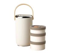 WKabnkn Tarro de acero inoxidable 304 para alimentos con múltiples compartimentos, aislado al vacío, lonchera térmica a prueba de fugas, diseño apilable, acero antioxidante, tarro de alimentos