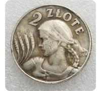 WKAIYUAN Artesanía Antigua Polonia Polonia 1 ZLOTE 1924 Moneda Dólar de Plata-Default