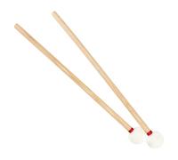 wkao 2 palos de timbales, eje de madera de nogal, cabeza de fieltro con línea roja, 38 cm, color madera original, mazos de percusión para tocar orquesta
