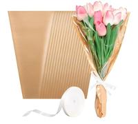 wkao Cincuenta bolsas de embalaje de flores, 17.7 x 9.4 pulgadas, cintas incluidas, ideal para arreglos florales, regalos