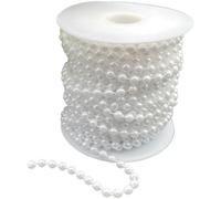 wkao Cuerda de cuentas de perlas de imitación blancas de 78.7 pies, guirnalda de perlas de 6 mm, cuentas de perlas ABS para elegante fiesta de boda, guirnalda de árbol de Navidad