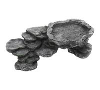 wkao Decoración de acuario de reptiles, cueva de roca de 10.4 pulgadas, plataforma de toma de tortuga, rocalla multicapa para lagartos, gecos, cangrejos ermitaños