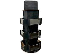 wkao Estante organizador de encimera, soporte giratorio de 3 niveles para vendedores, soporte de exhibición de madera negra, 21 pulgadas y 21 pulgadas de alto, 9.3 pulgadas y 9.25 pulgadas de diámetro