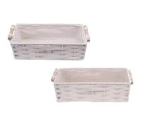 wkao Juego de 2 cestas decorativas de cuerda de algodón, 2 contenedores de almacenamiento tejidos a mano, cestas decorativas de papel higiénico con asas de madera, tamaño grande de 13.4 x 6.3 pulgadas