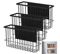wkao Juego de 3 organizadores magnéticos absorbentes para nevera, estante de almacenamiento de especias para armarios, estante de microondas, cestas de metal sin taladrar
