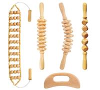 wkao Juego de 5 herramientas de masaje de maderoterapia, kit de técnica de madera para esculpir el cuerpo, masajeador de madera para calmar los músculos, rodillo de espalda incluido
