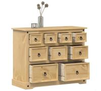 WKIEQACO Armarios y almacenamiento, baúles de almacenamiento, cómoda Corona 103 x 46 x 83 cm, madera maciza de pino