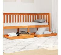 WKIEQACO Camas y accesorios, cajones para cama de día, 2 piezas, madera maciza de pino marrón encerado