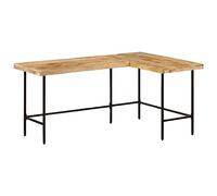 WKIEQACO Escritorio para muebles de hogar y jardín, 165 x 110 x 77 cm, madera maciza de mango y hierro