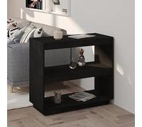 WKIEQACO Estantería de madera de pino maciza de 80 x 35 x 71 cm, color negro
