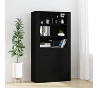 WKIEQACO Highboard - Gabinetes de madera de ingeniería negra y almacenamiento para bufés y aparadores