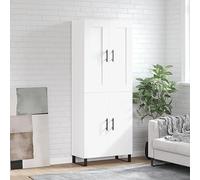 WKIEQACO Highboard White 69,5 x 34 x 180 cm, gabinetes de madera de ingeniería y bufés y aparadores de almacenamiento