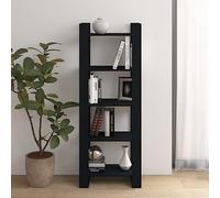 WKIEQACO Mueble para libros, divisor de habitación, color negro, 60 x 35 x 160 cm, estantería de madera maciza y estantes de pie