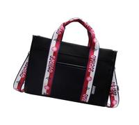 Wkldjf Bolsa de lona de gran tamaño con patrón de asa reforzada, casual, lona para viajeros, Black, One Size