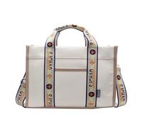 Wkldjf Bolsa de lona de gran tamaño con patrón de asa reforzada, casual, lona para viajeros, White, One Size