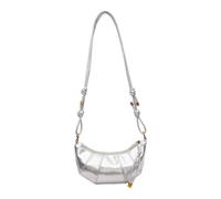 Wkldjf Bolso cruzado para mujer, diseño de albóndigas sencillas, elegante, de piel sintética, para uso diario, a la moda, para llevar al hombro, Silver, One Size