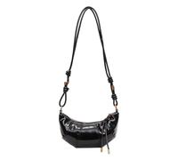 Wkldjf Bolso cruzado para mujer, diseño de albóndigas sencillas, elegante, de piel sintética, para uso diario, a la moda, para llevar al hombro, Black, One Size
