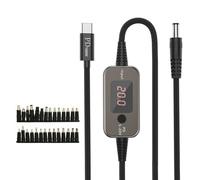 Wkldjf Cable de alimentación DC5525 de carga rápida de 5 V a 20 V, voltajes ajustables para portátiles, impresoras, routers y dispositivos USB C