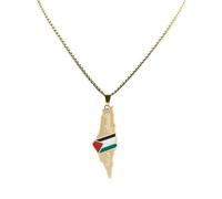 Wkldjf Collar con colgante de mapa de Palestina, elegante cadena dorada/plata, adorno para el cuello, para fiestas y citas