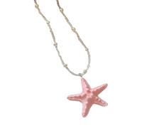Wkldjf Collar con diseño de estrellas de mar, cadena de clavícula delicada para mujer, atuendo casual, fiesta en la playa, joyería, diseño ligero, collar de capas casual para uso diario, talla única