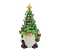 Wkldjf Decoraciones de gnomos de Navidad iluminados, árbol de Navidad de cerámica de anciano sin rostro, pequeña decoración navideña preiluminada para mesa H