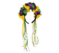 Wkldjf Diadema colorida festiva para Mardi Gras, cómoda diadema de tela, accesorio de celebración para fiestas de disfraces