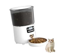 Wkldjf Dispensador de alimentos de gato con temporizador de 4 L, fuente de alimentación USB, versión de botón para alimentación temporizada durante ausencia, seguro, bajo ruido, dispensador de