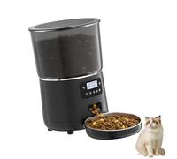 Wkldjf Dispensador de alimentos de gato con temporizador de 4 L, fuente de alimentación USB, versión de botón para alimentación temporizada durante ausencia, seguro, bajo ruido, dispensador de