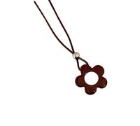 Wkldjf Elegante collar con dije de flor con cordón de cuero ajustable y resina para un toque elegante a cualquier atuendo