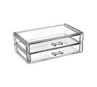 Wkldjf Elegantes organizadores de escritorio de acrílico transparente con 2 cajones, caja de almacenamiento de cosméticos para organización de maquillaje y colección de joyas