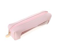 Wkldjf Estuche de cuero para bolígrafos, transparente, impermeable, multifuncional, de poliuretano, con cremallera, bolsa de papelería, bolsa organizadora de cosméticos, Pink, 18.5*5*5.5CM