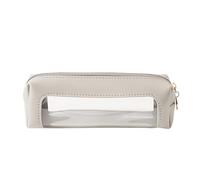 Wkldjf Estuche de cuero para bolígrafos, transparente, impermeable, multifuncional, de poliuretano, con cremallera, bolsa de papelería, bolsa organizadora de cosméticos, White, 18.5*5*5.5CM