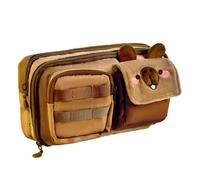Wkldjf Estuche para lápices, diseño de oso de dibujos animados, estuche para lápices de gran capacidad, bolsa para bolígrafos, suministros escolares y de oficina, Color café, 8.97x4.68in