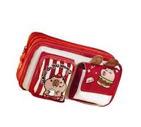 Wkldjf Estuche para lápices, diseño de oso de dibujos animados, estuche para lápices de gran capacidad, bolsa para bolígrafos, suministros escolares y de oficina, Hamburguesa roja, 8.97x4.68in