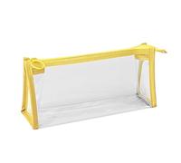 Wkldjf Estuche simple transparente para lápices, práctico maquillaje estético, suministros escolares, práctico de gran capacidad, estética transparente, Amarillo