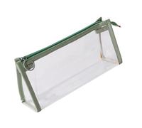 Wkldjf Estuche simple transparente para lápices, práctico maquillaje estético, suministros escolares, práctico de gran capacidad, estética transparente, Green
