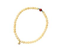 Wkldjf Flor cultural vintage unisex hecha a mano con cuentas de jade amarillo, diseño único para suerte y elegancia, joyería de moda budista de jade amarillo