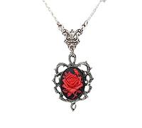 Wkldjf Gargantilla gótica con diseño de camafeo de rosa roja para Halloween, cosplay, joyería ajustable con colgante victoriano