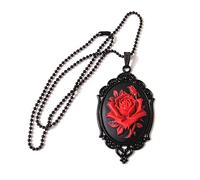 Wkldjf Gargantilla gótica con diseño de camafeo de rosa roja para Halloween, cosplay, joyería ajustable con colgante victoriano