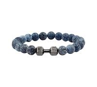 Wkldjf Joyería multiusos para hombre con cuentas de piedra lavaed natural elegante y dije de mancuerna para adultos, uso diario, yoga, energía, talla única, como se describe