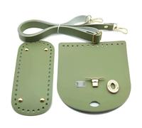 Wkldjf Juego de fabricación de bolsos, correa de hombro ajustable, suministros de manualidades de piel sintética para ganchillo, bolso cruzado, accesorios hechos a mano, verde claro, One Size