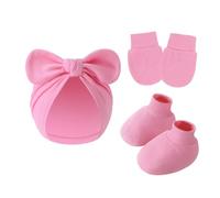 Wkldjf - Juego de fundas de pie para sombreros de recién nacidos 3 en 1, guantes de algodón suave y transpirable, antiarañazos, para bebés de 0 a 6 meses, accesorios de algodón para bebés, C, talla