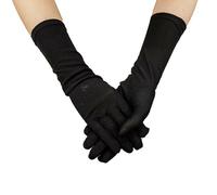 Wkldjf Mangas de brazo hasta el codo para musulmanes, guantes de mano de protección solar, satén elástico, hiyab para guantes largos árabes, Negro, Talla única