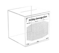 Wkldjf Moderno tarro cuadrado de acrílico transparente para dinero de 365 días, para niños y adultos, organizadores de ahorro personal de gestión financiera