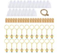 Wkldjf Paquete de 20 elegantes cajas de recuerdos de fiesta de bautizo con llaveros angelicales, colgantes, bolsas de organza, regalos de baby shower, suministros de joyería con colgante angelical