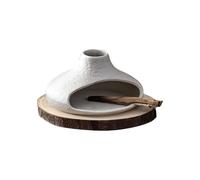 Wkldjf Pequeño dispositivo de aroma de chimenea de cerámica con placa de madera, excelente para regalos y prácticas conscientes, estufa de cerámica y leña