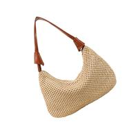 Wkldjf Práctica bolsa de playa tejida con espaciosos organizadores interiores, bolso de moda casual para actividades al aire libre y viajes, práctico bolso tejido, Brown, One Size