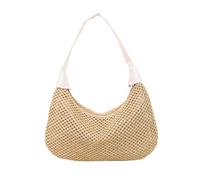 Wkldjf Práctica bolsa de playa tejida con espaciosos organizadores interiores, bolso de moda casual para actividades al aire libre y viajes, práctico bolso tejido, White, One Size