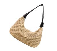 Wkldjf Práctica bolsa de playa tejida con espaciosos organizadores interiores, bolso de moda casual para actividades al aire libre y viajes, práctico bolso tejido, Black, One Size