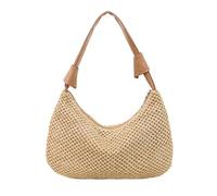 Wkldjf Práctica bolsa de playa tejida con espaciosos organizadores interiores, bolso de moda casual para actividades al aire libre y viajes, práctico bolso tejido, Khaki, One Size